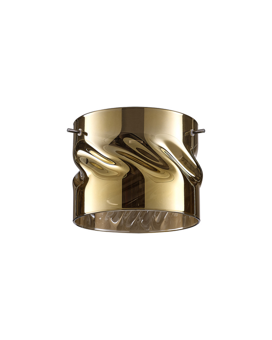 C-Lighting Capel 150x120mm Twisted Cylinder Gold Glass Shade c/w Polished Chrome 3 Rod Suspension Plate - 57310