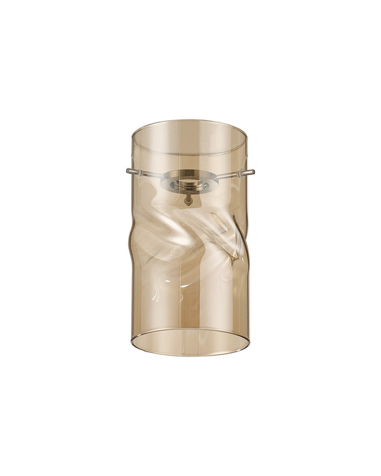 C-Lighting Capel 100x180mm Twisted Cylinder Cognac Glass Shade c/w Polished Chrome 3 Rod Suspension Plate - 57321