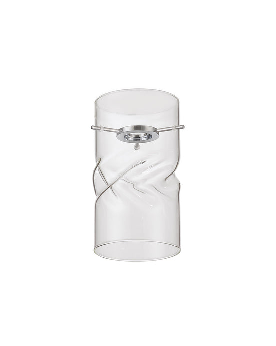 C-Lighting Capel 100x180mm Twisted Cylinder Clear Glass Shade c/w Polished Chrome 3 Rod Suspension Plate - 57323