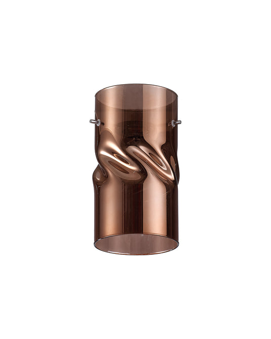 C-Lighting Capel 100x180mm Twisted Cylinder Copper Glass Shade c/w Polished Chrome 3 Rod Suspension Plate - 57324