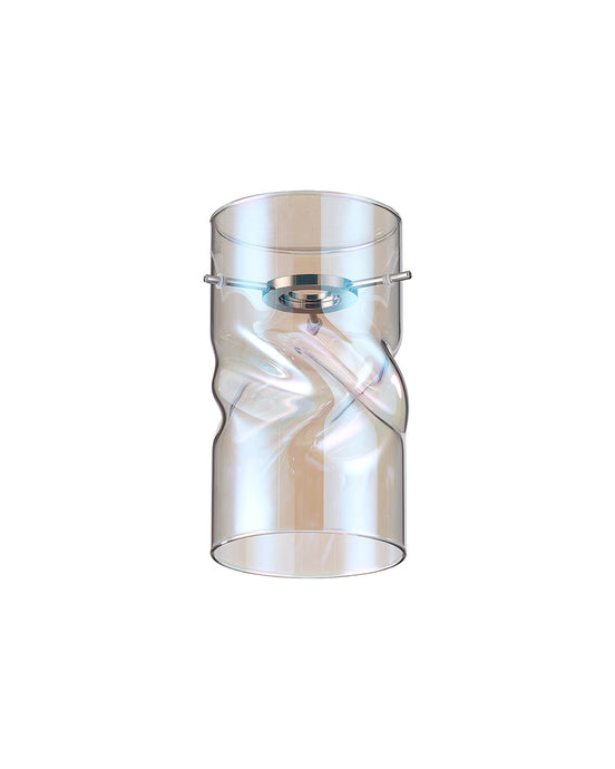 C-Lighting Capel 100x180mm Twisted Cylinder Deep Iridescent Glass Shade c/w Polished Chrome 3 Rod Suspension Plate - 57325
