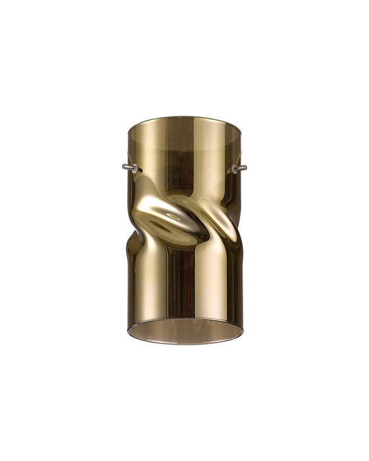 C-Lighting Capel 100x180mm Twisted Cylinder Gold Glass Shade c/w Polished Chrome 3 Rod Suspension Plate - 57326