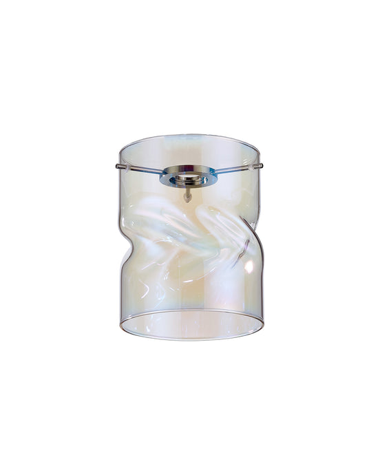 C-Lighting Capel 120x150mm Twisted Cylinder Deep Iridescent Glass Shade c/w Polished Chrome 3 Rod Suspension Plate - 57328