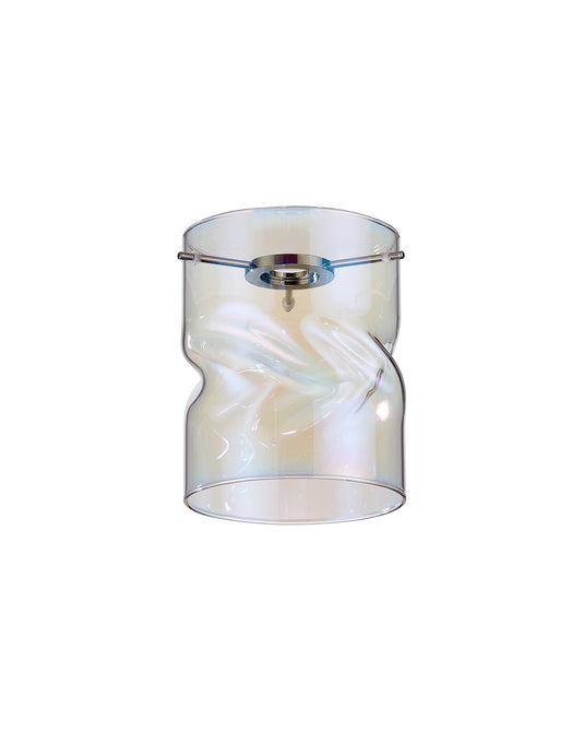 C-Lighting Capel 120x150mm Twisted Cylinder Deep Iridescent Glass Shade c/w Polished Chrome 3 Rod Suspension Plate - 57328