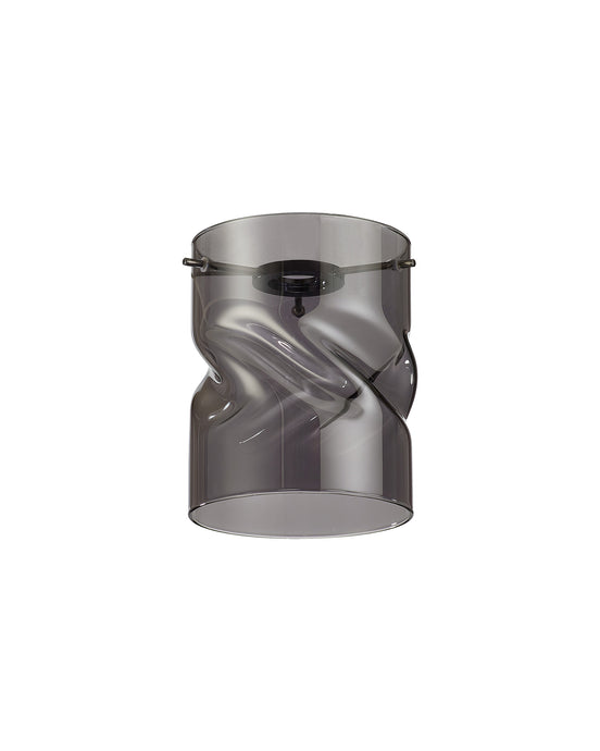 C-Lighting Capel 120x150mm Twisted Cylinder Smoke Glass Shade c/w Polished Chrome 3 Rod Suspension Plate - 57329
