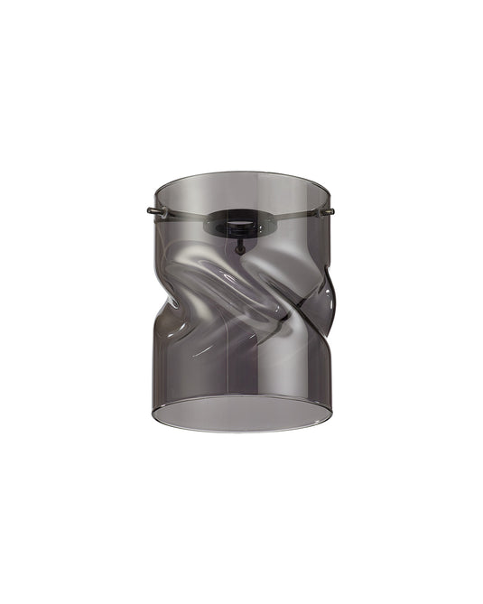 C-Lighting Capel 120x150mm Twisted Cylinder Smoke Glass Shade c/w Polished Chrome 3 Rod Suspension Plate - 57329