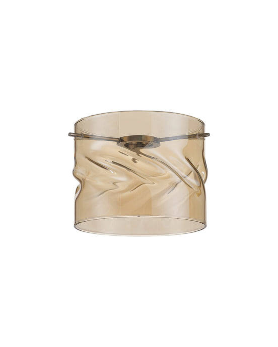 C-Lighting Capel 150x120mm Twisted Cylinder Cognac Glass Shade c/w Polished Chrome 3 Rod Suspension Plate - 57330