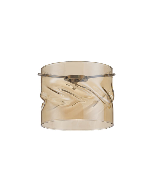 C-Lighting Capel 150x120mm Twisted Cylinder Cognac Glass Shade c/w Polished Chrome 3 Rod Suspension Plate - 57330