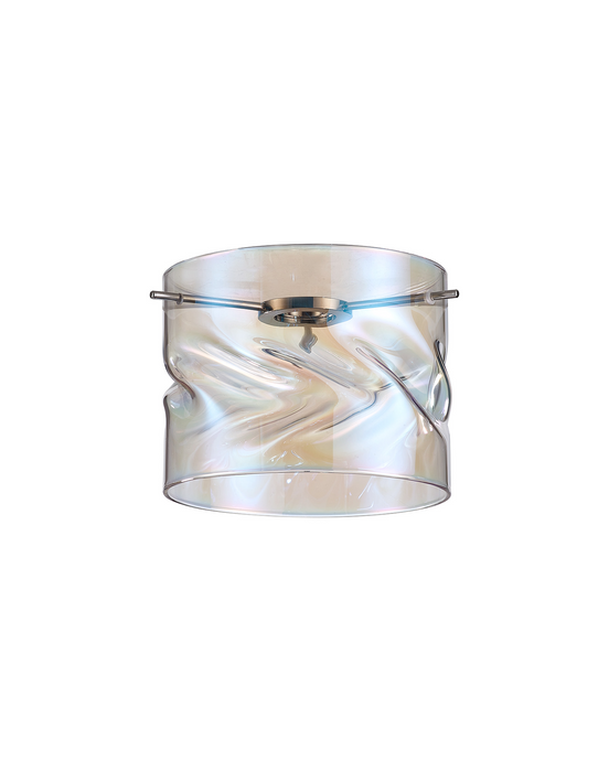 C-Lighting Capel 150x120mm Twisted Cylinder Deep Iridescent Glass Shade c/w Polished Chrome 3 Rod Suspension Plate - 57334