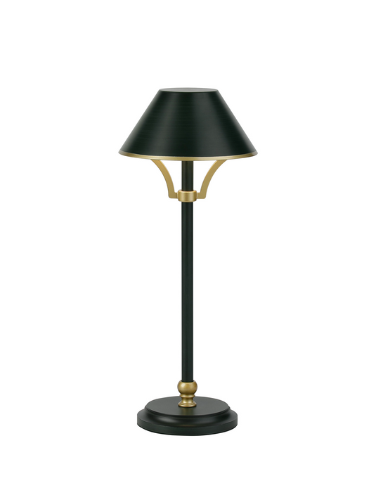 C-Lighting Elaine Table Lamp Rechargeable, 1.8W LED, 3000K, 160lm, 3-Step Dimming, Dark Green/Gold - 57420