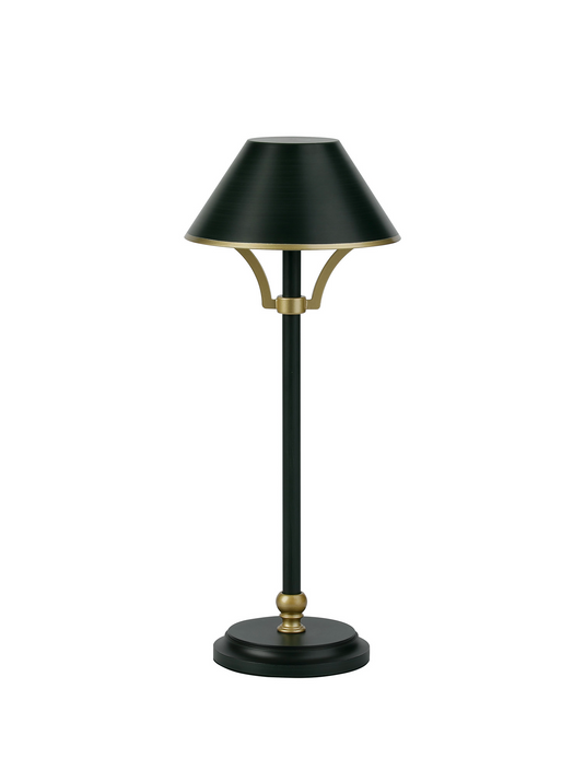 C-Lighting Elaine Table Lamp Rechargeable, 1.8W LED, 3000K, 160lm, 3-Step Dimming, Dark Green/Gold - 57420