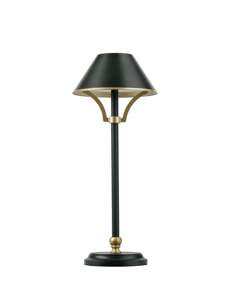 Load image into Gallery viewer, C-Lighting Elaine Table Lamp Rechargeable, 1.8W LED, 3000K, 160lm, 3-Step Dimming, Dark Green/Gold - 57420

