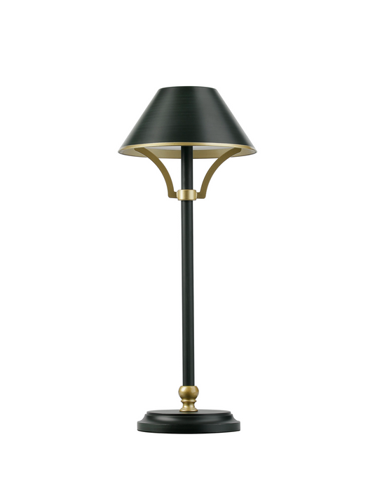 C-Lighting Elaine Table Lamp Rechargeable, 1.8W LED, 3000K, 160lm, 3-Step Dimming, Dark Green/Gold - 57420