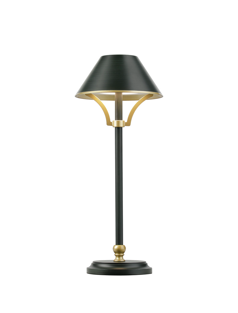 Load image into Gallery viewer, C-Lighting Elaine Table Lamp Rechargeable, 1.8W LED, 3000K, 160lm, 3-Step Dimming, Dark Green/Gold - 57420
