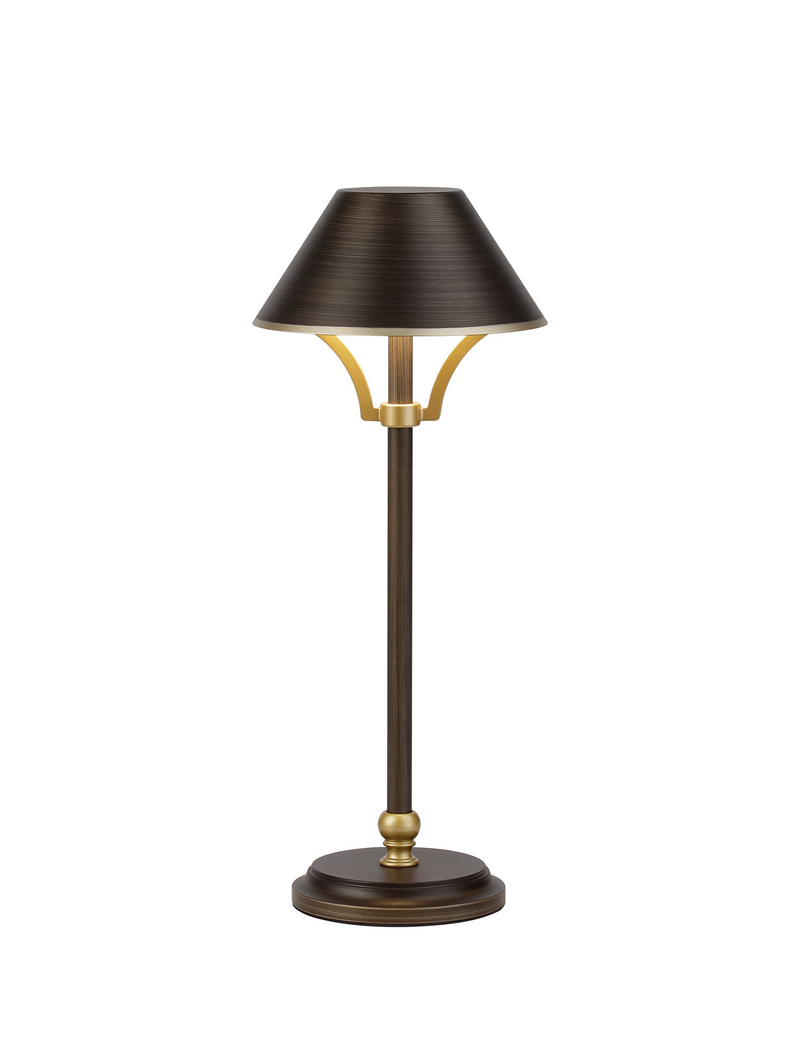 Load image into Gallery viewer, C-Lighting Elaine Table Lamp Rechargeable, 1.8W LED, 3000K, 160lm, 3-Step Dimming, Bronze/Gold - 57421
