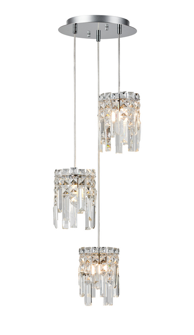 C-Lighting Joy Pendant, 3 x G9, IP44, Polished Chrome/Crystal - 59455