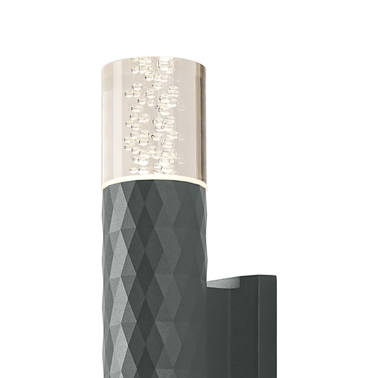 C-Lighting Carolina Diamond Line Wall Lamp With Bubble Acrylic Shade, 2 x GU10, IP54, Grey/Clear - 59555