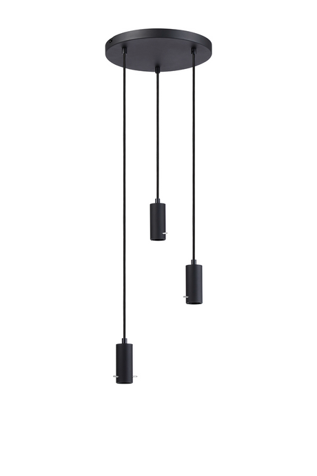 C-Lighting Hektor Round Suspension Kit, 3 x E27, Sand Black Suitable For A Vast Selection Of Shades - 59695