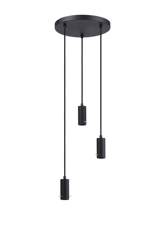 C-Lighting Hektor Round Suspension Kit, 3 x E27, Sand Black Suitable For A Vast Selection Of Shades - 59695