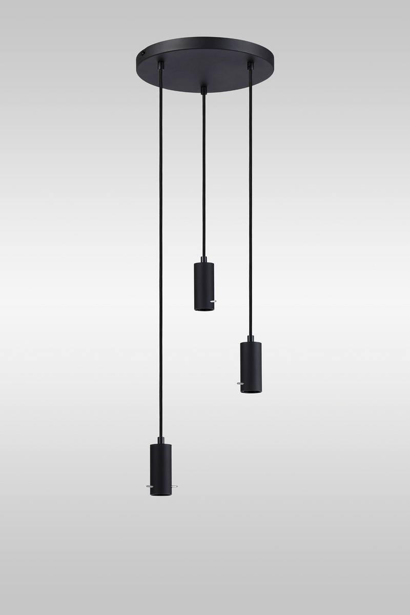 Load image into Gallery viewer, C-Lighting Hektor Round Suspension Kit, 3 x E27, Sand Black Suitable For A Vast Selection Of Shades - 59695
