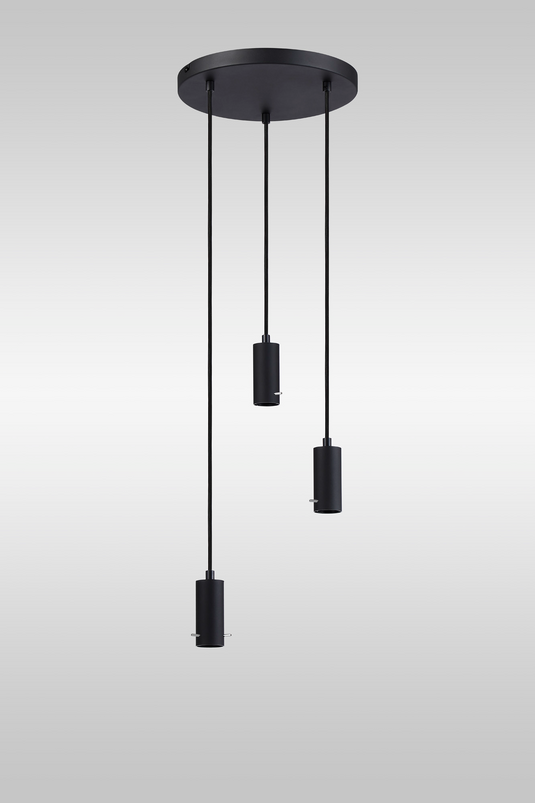 C-Lighting Hektor Round Suspension Kit, 3 x E27, Sand Black Suitable For A Vast Selection Of Shades - 59695