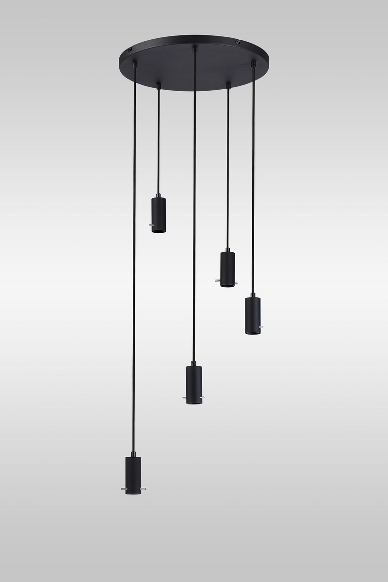 Load image into Gallery viewer, C-Lighting Hektor Round Suspension Kit, 5 x E27, Sand Black Suitable For A Vast Selection Of Shades - 59696
