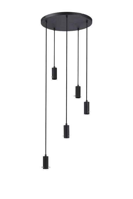 C-Lighting Hektor Round Suspension Kit, 5 x E27, Sand Black Suitable For A Vast Selection Of Shades - 59696