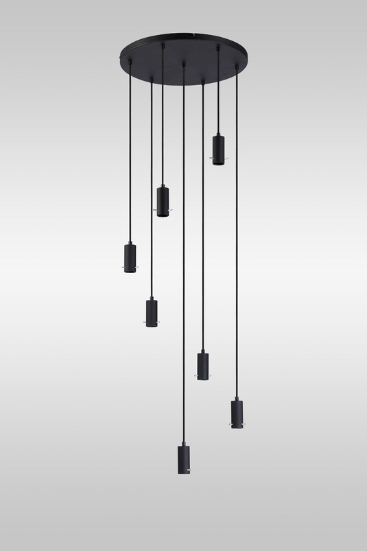 C-Lighting Hektor Round Suspension Kit, 7 x E27, Sand Black Suitable For A Vast Selection Of Shades - 59697