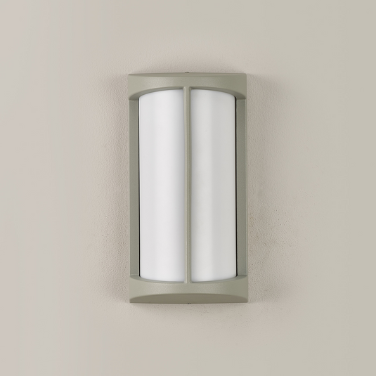 C-Lighting Edgar Wall Lamp, 1 x E27, IP54, Matt Silver/Opal  - 59729
