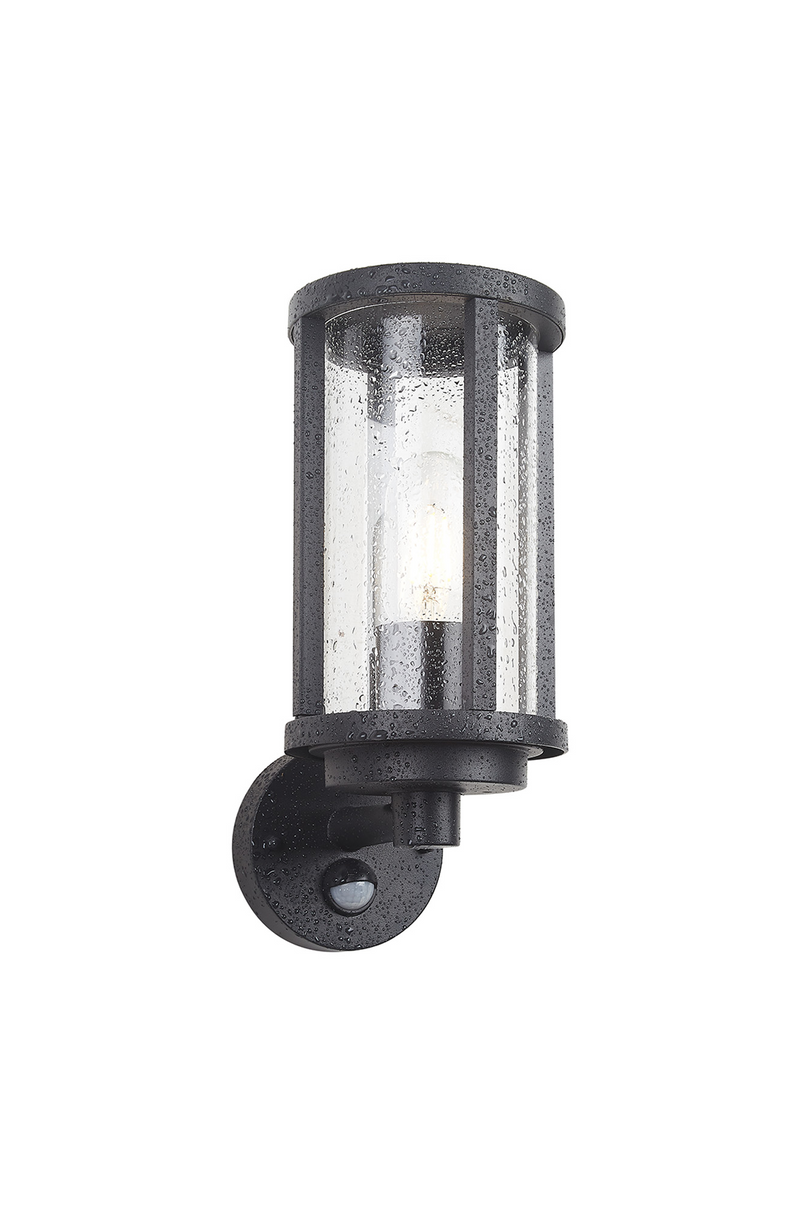 Load image into Gallery viewer, C-Lighting Zande Cylinder Wall Lamp With PIR Sensor, 1 x E27, IP44, Matt Black/Clear - 59745
