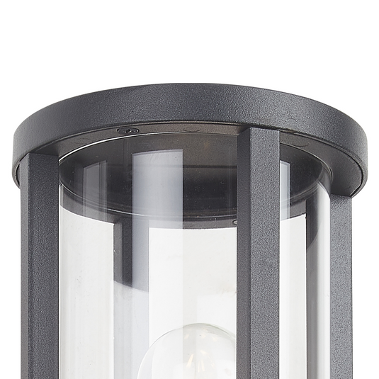 C-Lighting Zande Cylinder Wall Lamp With PIR Sensor, 1 x E27, IP44, Matt Black/Clear - 59745