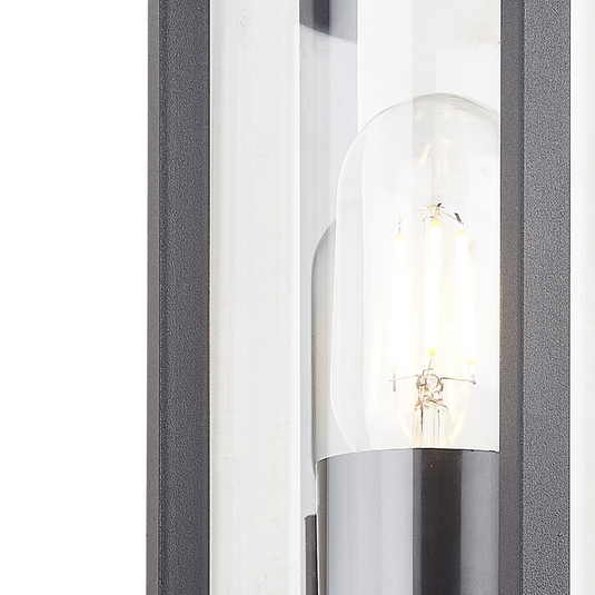 C-Lighting Zande Cylinder Wall Lamp With PIR Sensor, 1 x E27, IP44, Matt Black/Clear - 59745