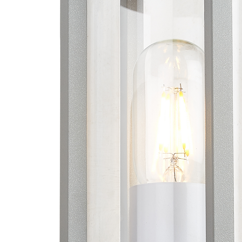 Load image into Gallery viewer, C-Lighting Zande Cylinder Wall Lamp With PIR Sensor, 1 x E27, IP44, Matt Silver/Clear - 59746
