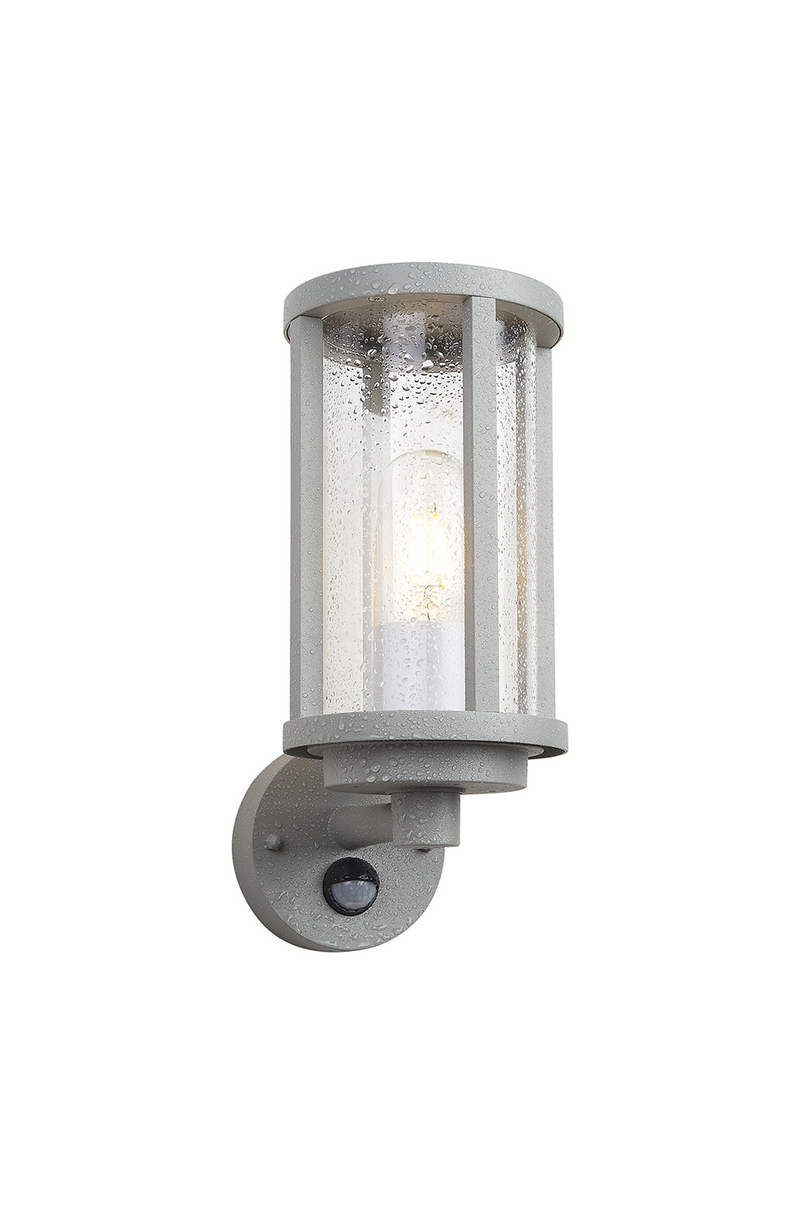 Load image into Gallery viewer, C-Lighting Zande Cylinder Wall Lamp With PIR Sensor, 1 x E27, IP44, Matt Silver/Clear - 59746
