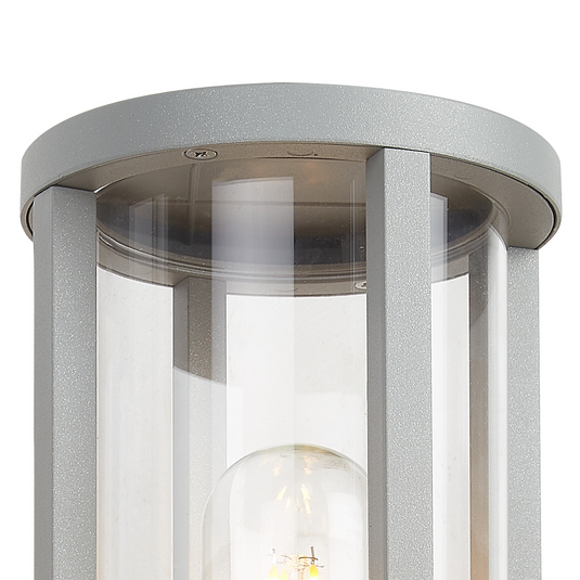 C-Lighting Zande Cylinder Wall Lamp With PIR Sensor, 1 x E27, IP44, Matt Silver/Clear - 59746