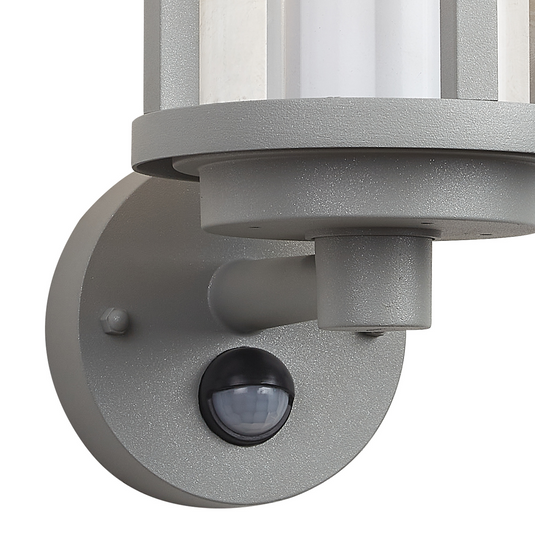 C-Lighting Zande Cylinder Wall Lamp With PIR Sensor, 1 x E27, IP44, Matt Silver/Clear - 59746