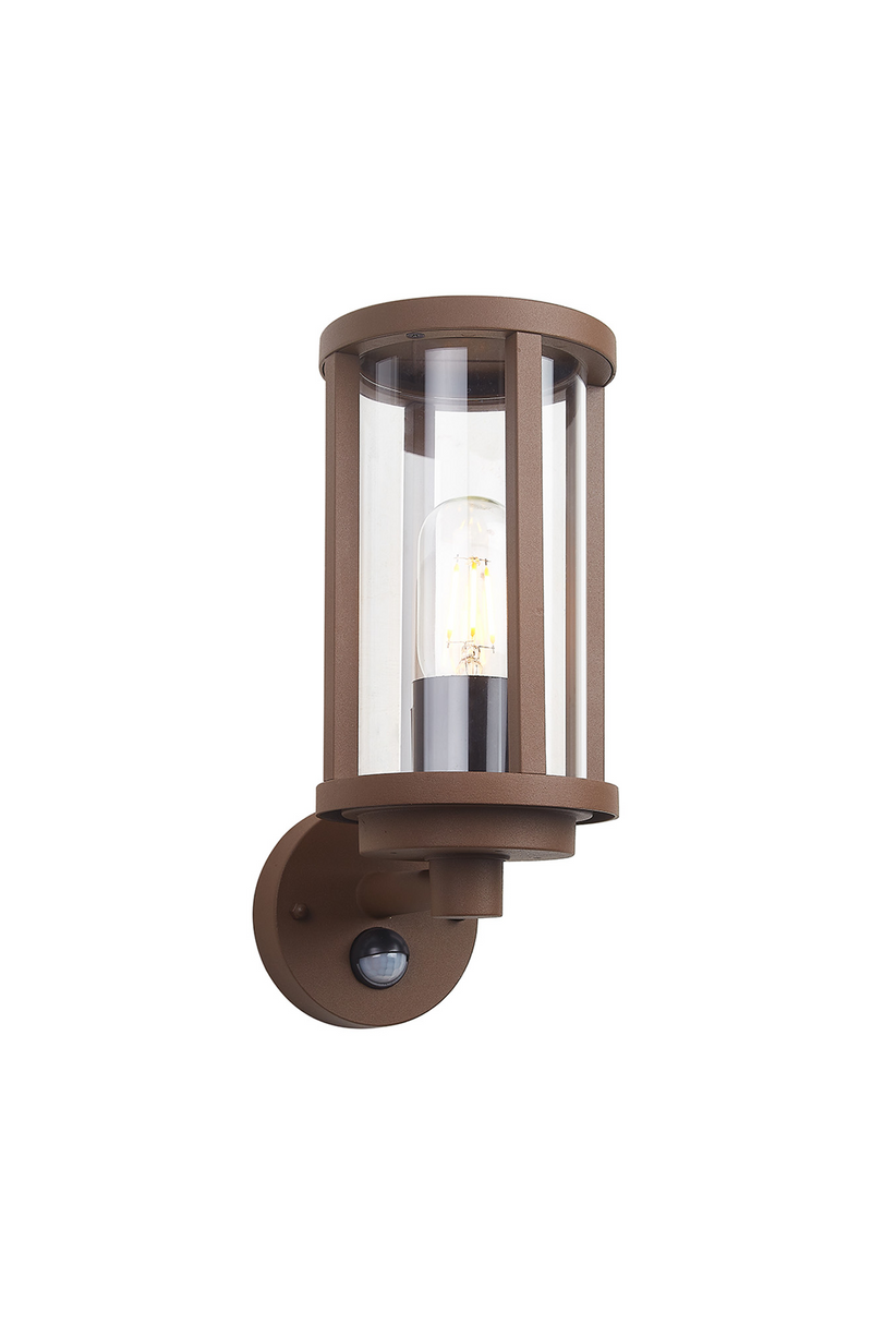 Load image into Gallery viewer, C-Lighting Zande Cylinder Wall Lamp With PIR Sensor, 1 x E27, IP44, Dark Brown/Clear - 59747
