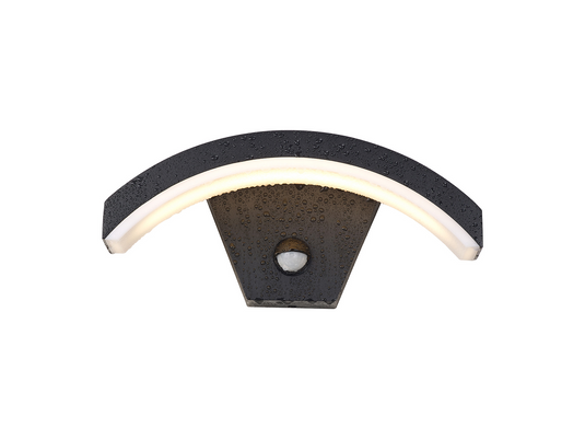 C-Lighting Zande Arch Wall Lamp With PIR Sensor, 1 x 7W LED, 3000K, 500lm, IP54, Matt Black/Opal, 3yrs Warranty - 59748