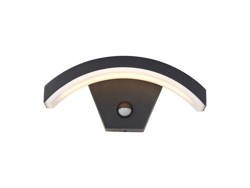 Load image into Gallery viewer, C-Lighting Zande Arch Wall Lamp With PIR Sensor, 1 x 7W LED, 3000K, 500lm, IP54, Matt Black/Opal, 3yrs Warranty - 59748
