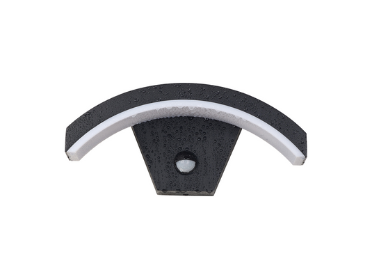 C-Lighting Zande Arch Wall Lamp With PIR Sensor, 1 x 7W LED, 3000K, 500lm, IP54, Matt Black/Opal, 3yrs Warranty - 59748