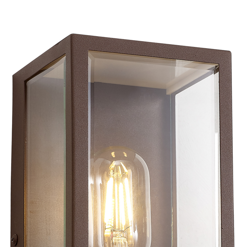 Load image into Gallery viewer, C-Lighting Zande Rectangular Case Wall Lamp With PIR Sensor, 1 x E27, IP44, Dark Brown/Clear - 59749
