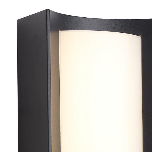 C-Lighting Zande Rectangular Curve Wall Lamp With PIR Sensor, 1 x 6W LED, 3000K, 400lm, IP54, Matt Black/Opal, 3yrs Warranty  - 59752