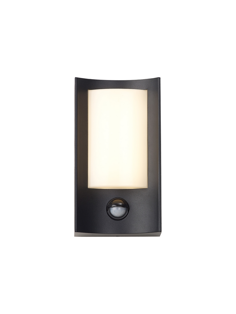 Load image into Gallery viewer, C-Lighting Zande Rectangular Curve Wall Lamp With PIR Sensor, 1 x 6W LED, 3000K, 400lm, IP54, Matt Black/Opal, 3yrs Warranty  - 59752
