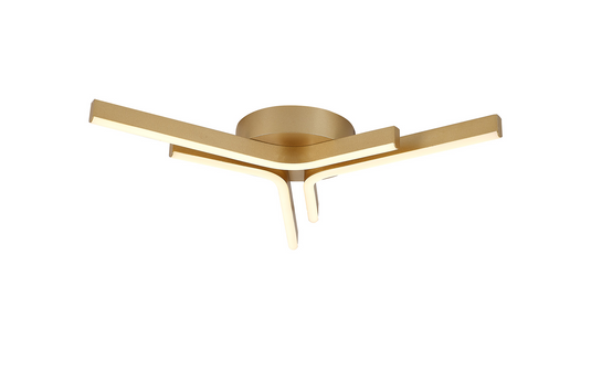 C-Lighting Lungo 3 Arm Flush Ceiling, 24W LED, 4000K, 700lm, Painted Gold, 3yrs Warranty - 59772