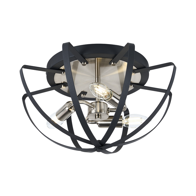 C-Lighting Hoath Flush Ceiling, 3 x E14, Anthracite/Satin Nickel - 59778