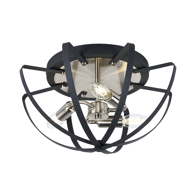 Load image into Gallery viewer, C-Lighting Hoath Flush Ceiling, 3 x E14, Anthracite/Satin Nickel - 59778
