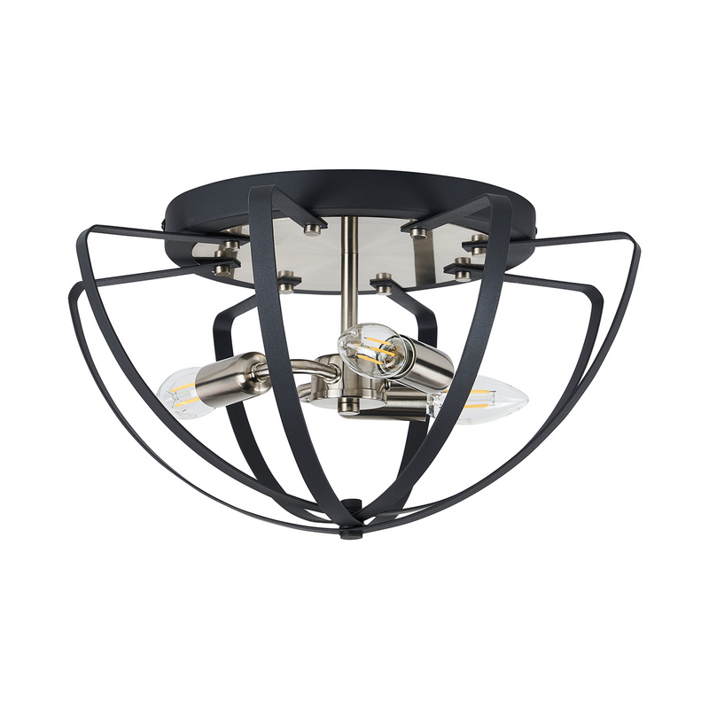 Load image into Gallery viewer, C-Lighting Hoath Flush Ceiling, 3 x E14, Anthracite/Satin Nickel - 59778
