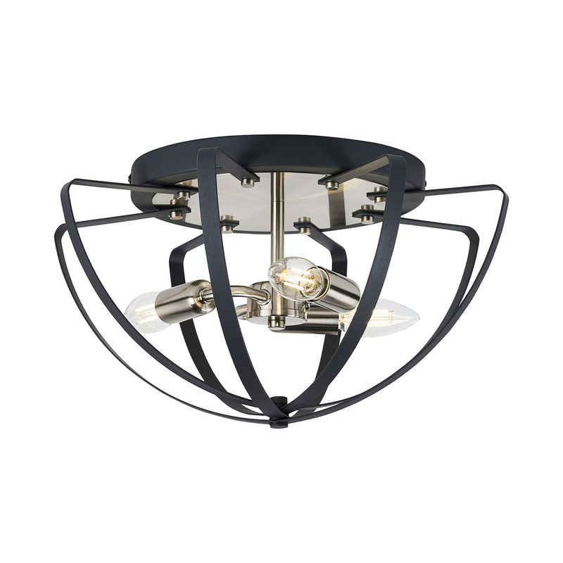 Load image into Gallery viewer, C-Lighting Hoath Flush Ceiling, 3 x E14, Anthracite/Satin Nickel - 59778
