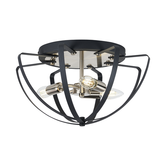 C-Lighting Hoath Flush Ceiling, 3 x E14, Anthracite/Satin Nickel - 59778