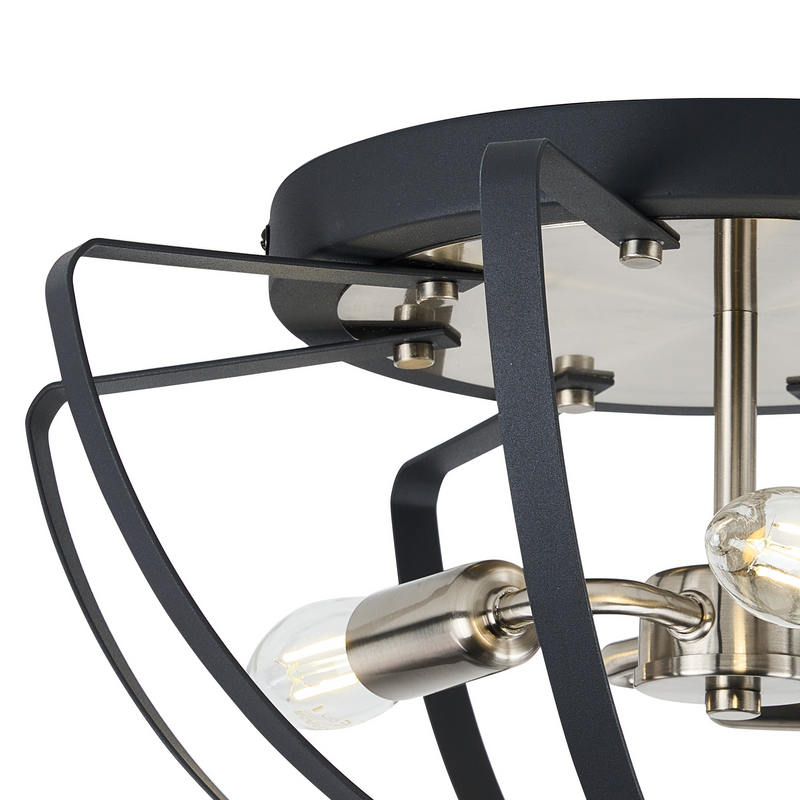Load image into Gallery viewer, C-Lighting Hoath Flush Ceiling, 3 x E14, Anthracite/Satin Nickel - 59778
